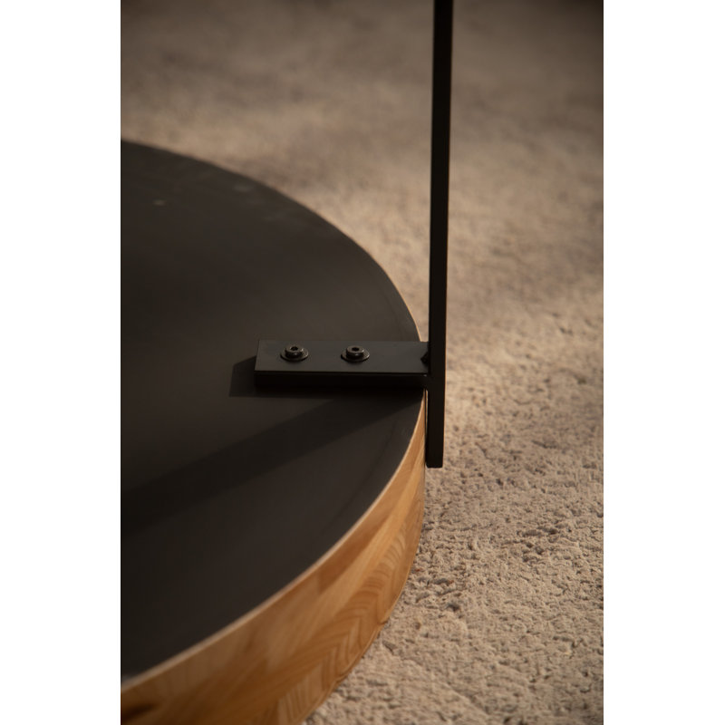 Table basse ronde en bois naturel de 32 po Napa - Pieds noirs, Noir, 13" H x 32" L x 32" W