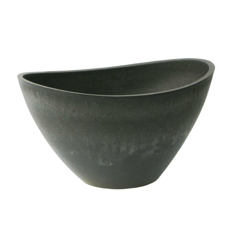 Pot à fleurs en plastique Cara, Marbre gris anthracite, H 10 po x l 12 po x P 16 po