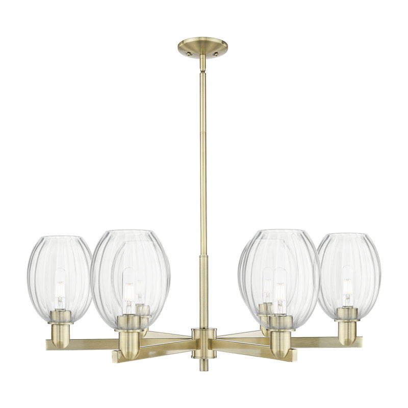 Hailsham - Lustre suspendu 3 lumières, Clair, Laiton antique, Six lumières