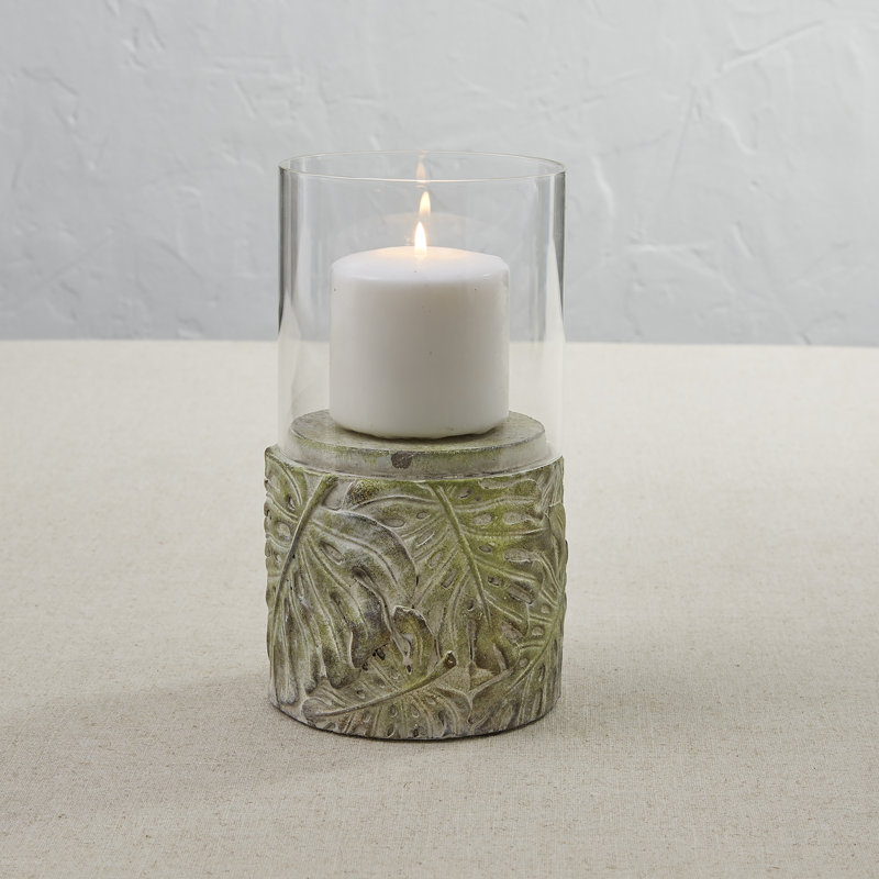 9.25'' H Metal, Glass Tabletop Pillar