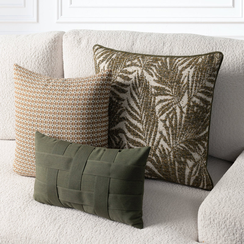 Canopy Fern Dimensional Boucle Indoor & Outdoor Woven Accent Pillow & Insert, Square 20"