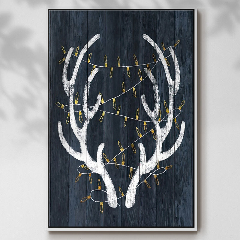 Bois et lumières encadré sur toile, H 37 po x l 25 po x P 1,5 po, Blanc