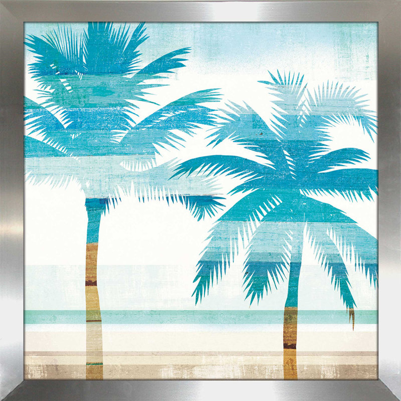" Beachscape Palms III ", 21.5" H x 21.5" W x 0.75" D, Silver Framed