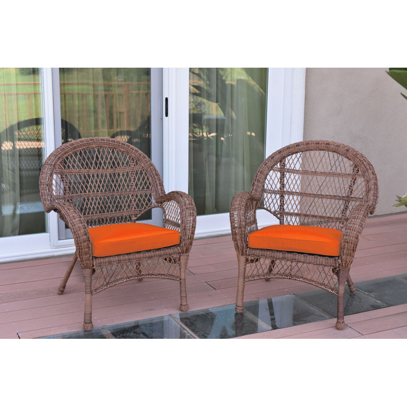 Maltby Wicker Outdoor Lounge Chair, Orange, Honey