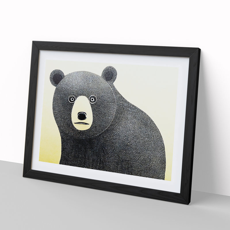 Pleasing Bear Abstract - Single Picture Frame Print, Black Framed, 46cm H x 64cm W x 2cm D