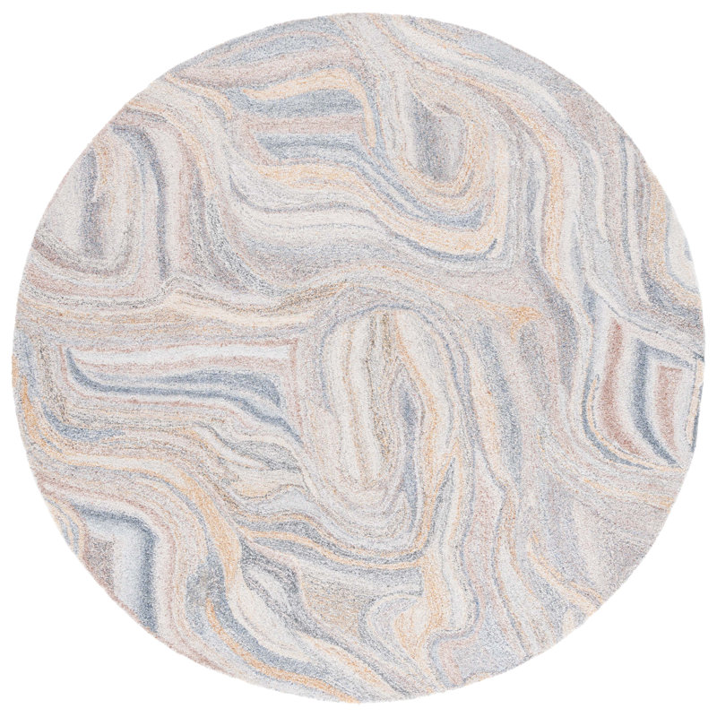 Parchette Hand Tufted Pet Yarn Pile Abstract Rug, Round 6'