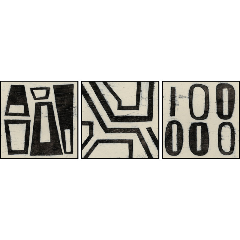 Triptyque «Hieroglyph», H 16 po x l 16 po x L 1,5 po