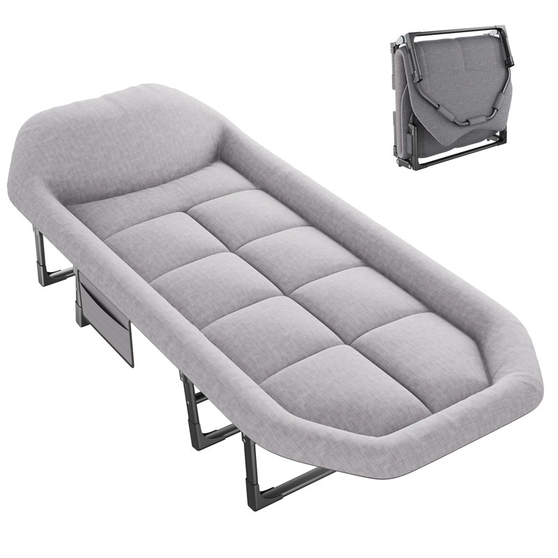 Lit de camp pliant réglable à 5 positions avec sac de transport pour adultes 450 lb, Gris
