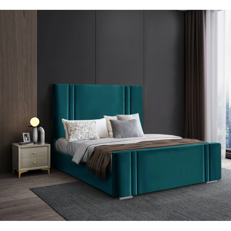 Antria Upholstered Velvet Bed Frame, Single (3'), Green