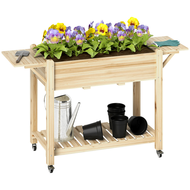 Wood Raised Garden Bed, Natural Wood