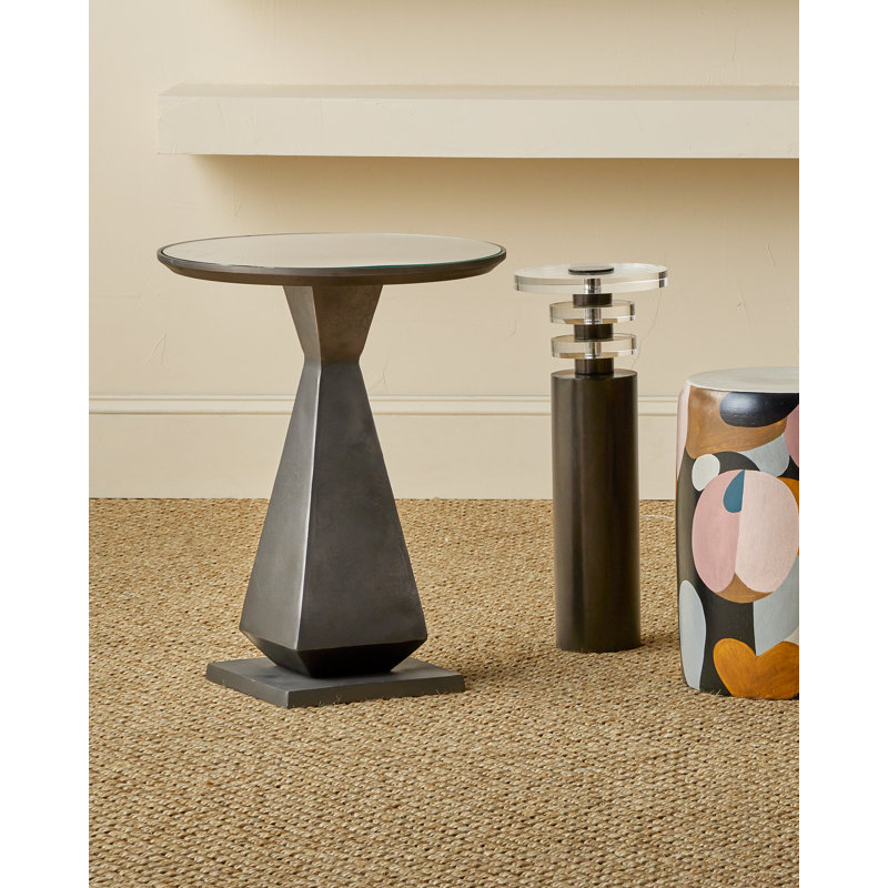 Graphite and Clear Round Glass Accent Table