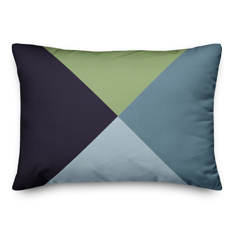 Geometric Outdoor Reversible Throw Pillow, Black/Grey/Green