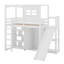 Wood Twin Size Loft Bed With Wardrobe, Storage Shelves, Slide And LED