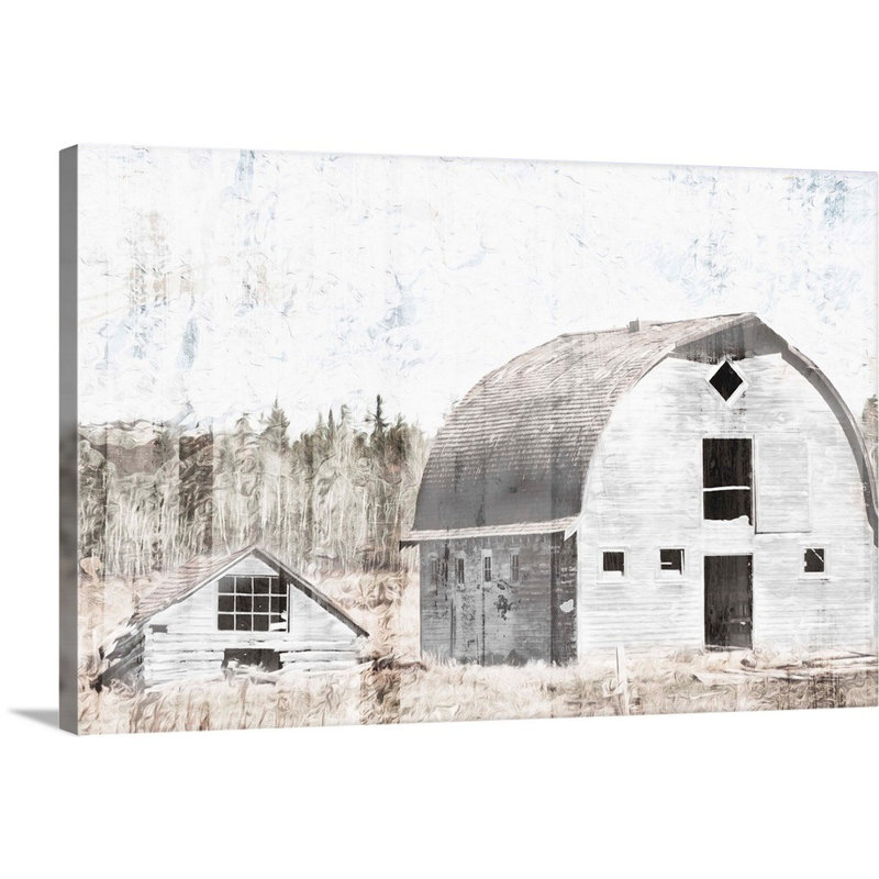 Reproduction d’art sur toile, "Broken White Barn" par Milli villa, Toile tendue, H 16 po x l 24 po x P 1,25 po