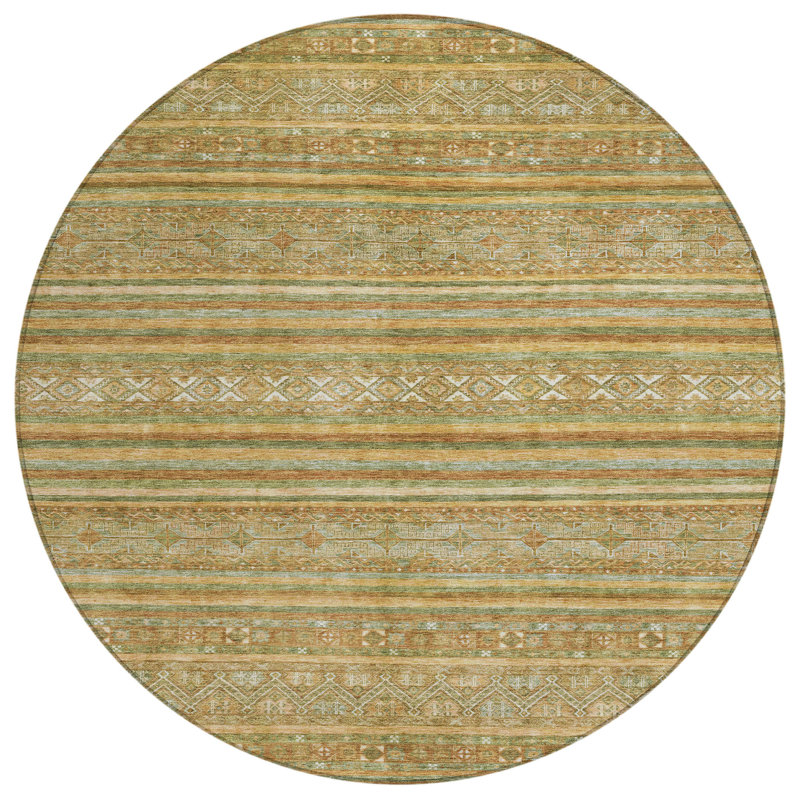 Tapis rond rond 8 pi vert artichaut