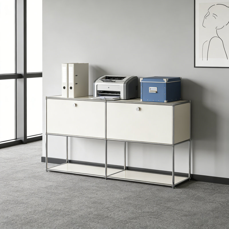 Armoire de rangement modulaire en métal avec tablettes réglables, Blanc