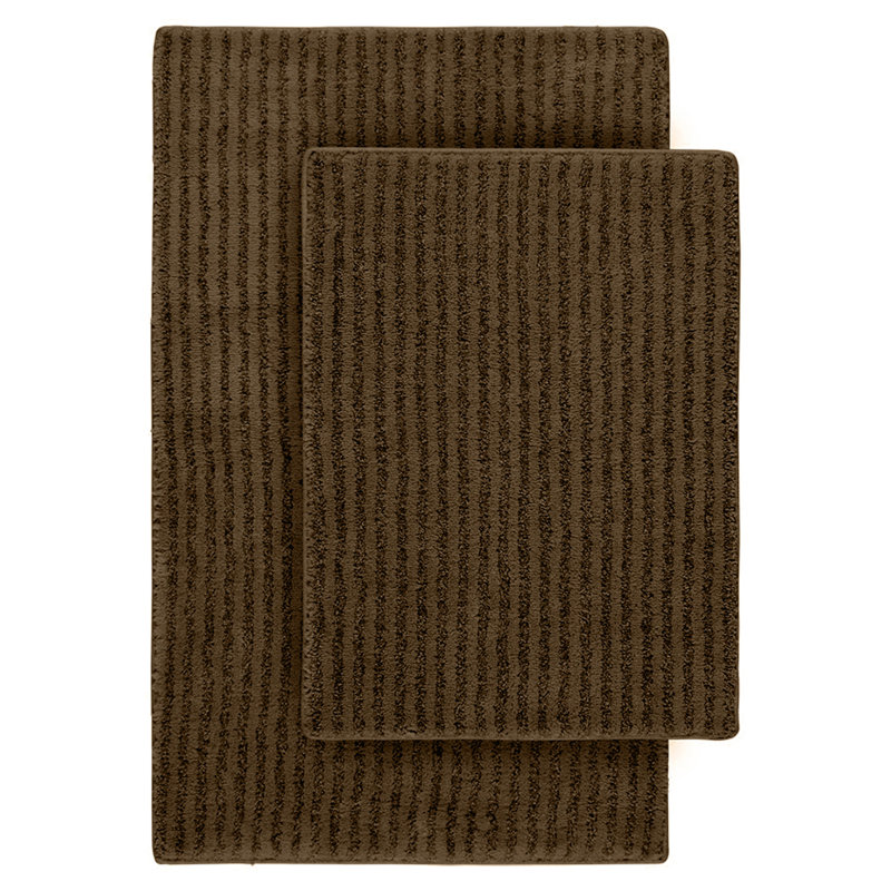 Viridian Nylon 2 Piece Bath Rug Set with Non-Slip Backing, Chocolate