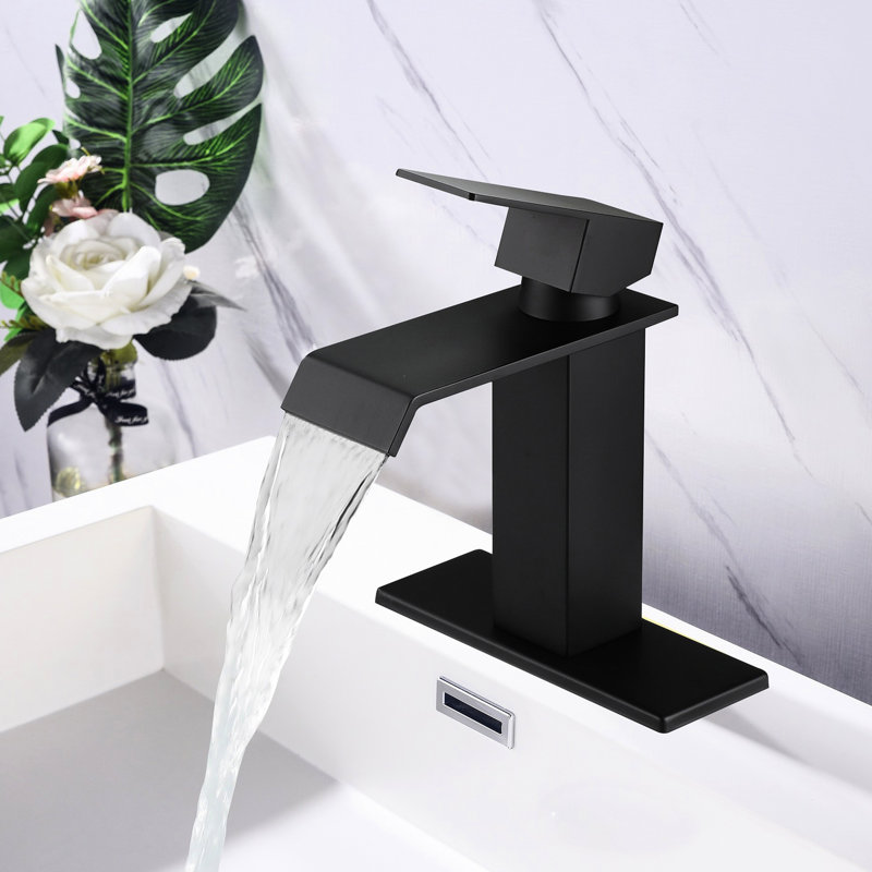Robinet pour salle de bain Waterfall Flow, Noir mat