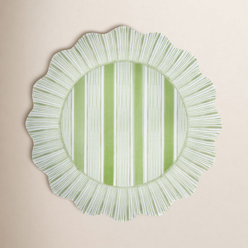 Cabana Stripe Melamine Dinner Plates, Seagrass