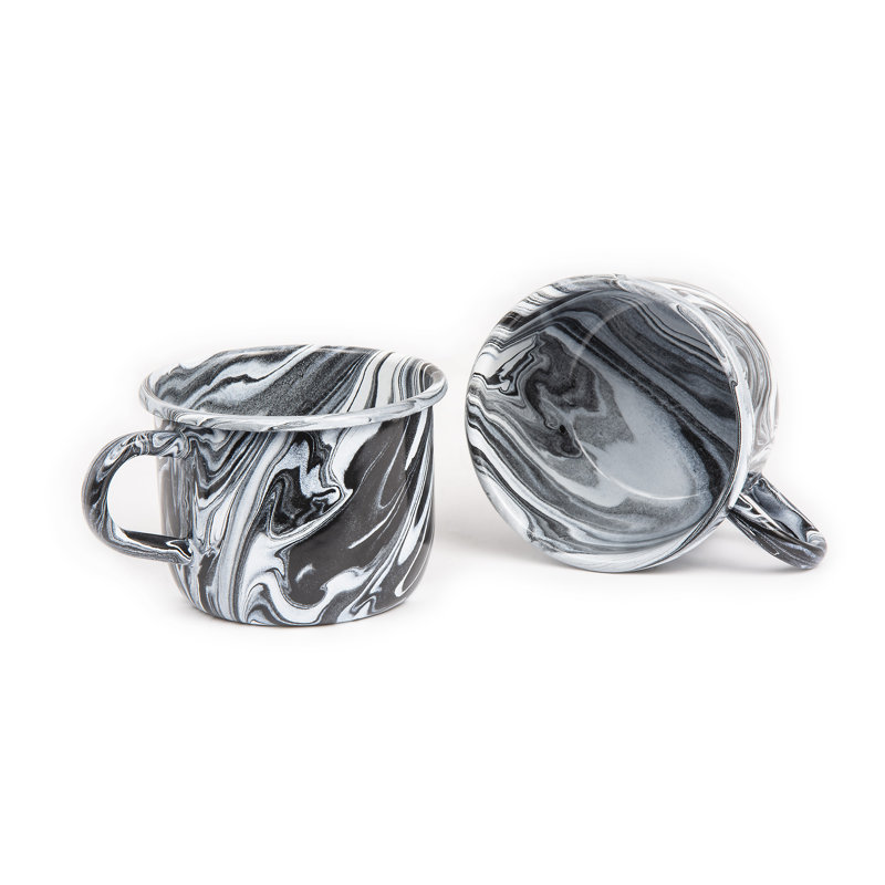 Hand Made Ottomar Marbled Coffee Mug Set, Black