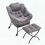 Fauteuil Lazy avec repose-pieds - Poche latérale - Gris-872099595