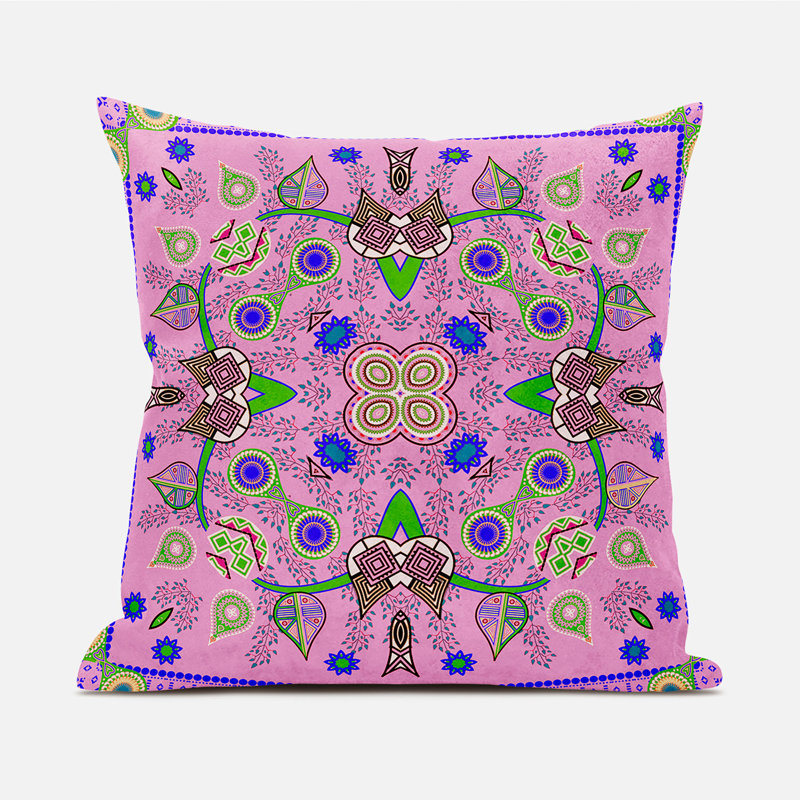 Housse et insert de coussin carré Alliona, 20 po x 20 po, Rose / bleu / vert
