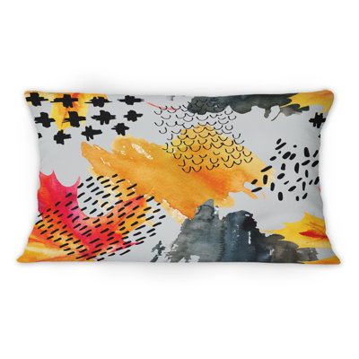 Grunge Maple Leaf On Grey -1 Modern Printed Throw Pillow