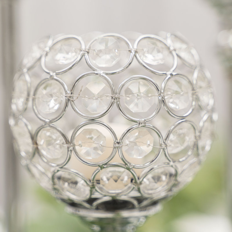 13'' H Crystal Tabletop Candlestick, Silver