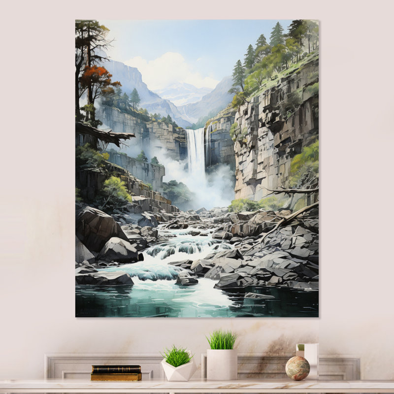 États-Unis, chasse aux chutes d'eau I - décoration murale en métal États-Unis, H 20 po x l 12 po x P 1 po