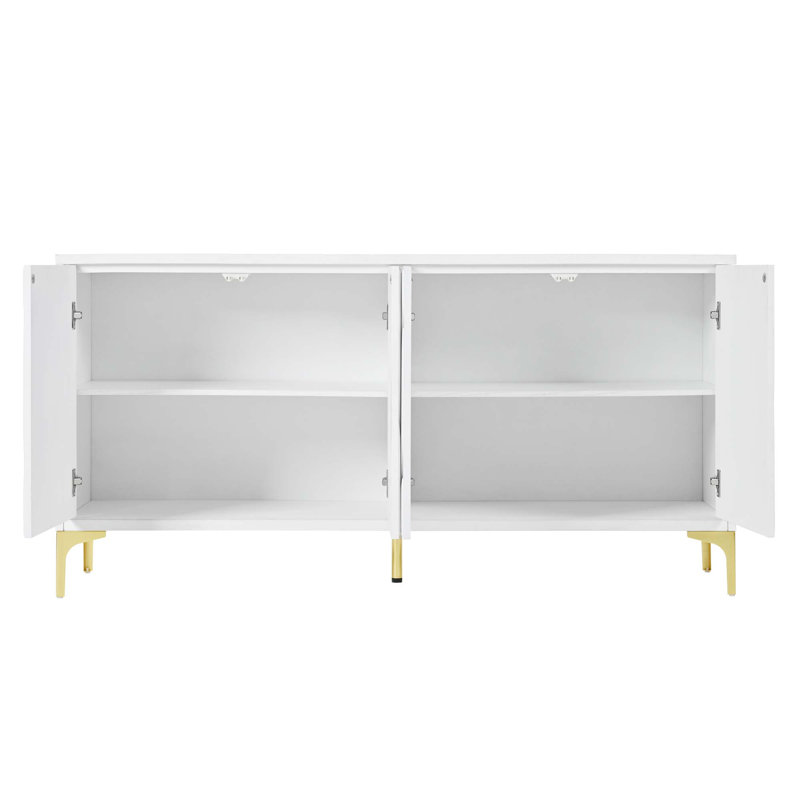 60" Press-To-Open Design Sideboard Buffet Cabinet With 4 Doors, White