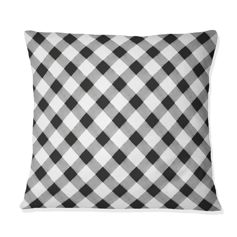 Coussin moderne noir Houndstooth I - moderne, H 16 po x l 16 po