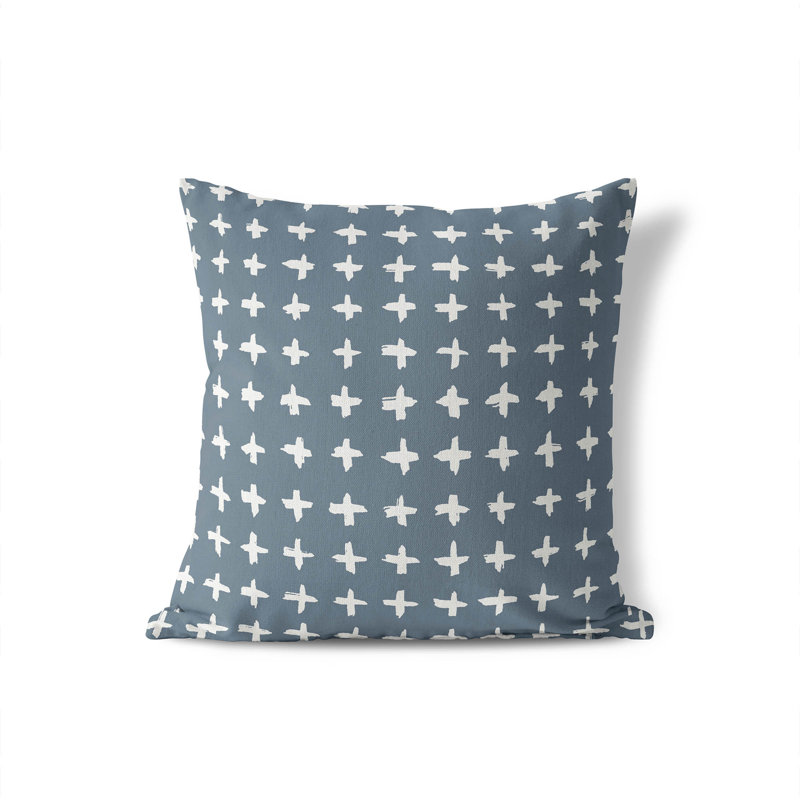 Coussin décoratif à carreaux, H 16 po x l 16 po, Bleu