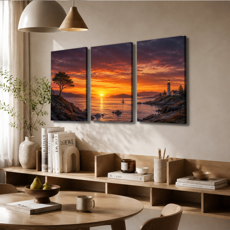 3 panneaux d'art mural, impression sur toile côtière, 28 * 40 pouces * 3
