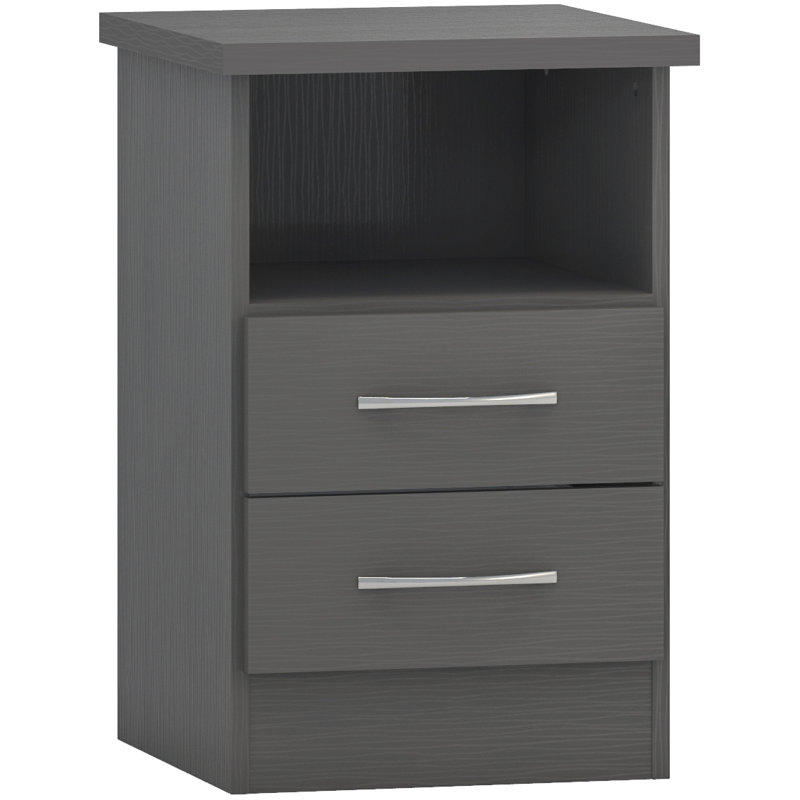 Cascio 2 Drawer Bedside Table, Grey