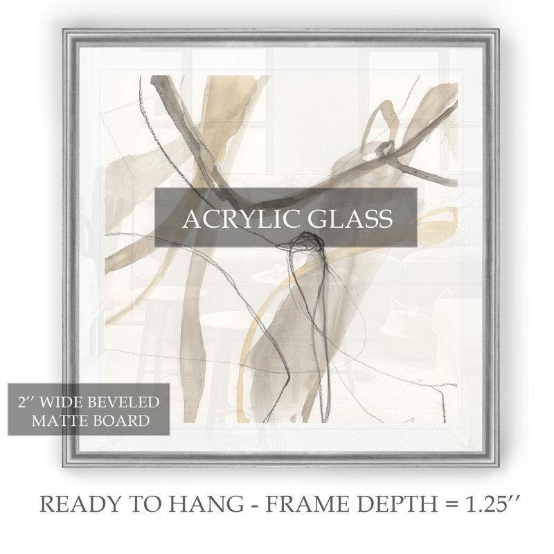 Neutral Momentum III, peinture sur toile, Impression encadrée, H 22,5 po x l 22,5 po, Argent argent