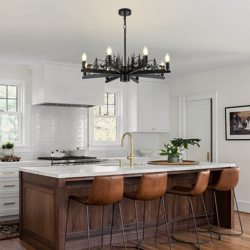 8-Light Dimmable Retro Metal Chandelier, 8 Lights