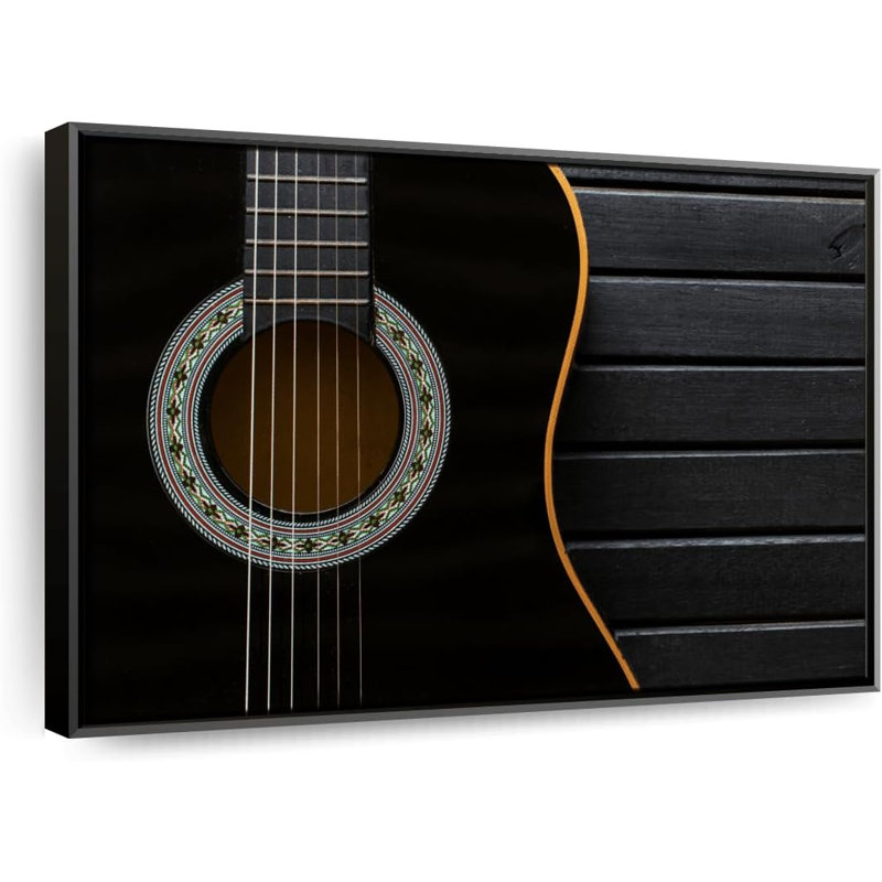 Dark Acoustic Guitar Canvas Print, 9" H x 13" W