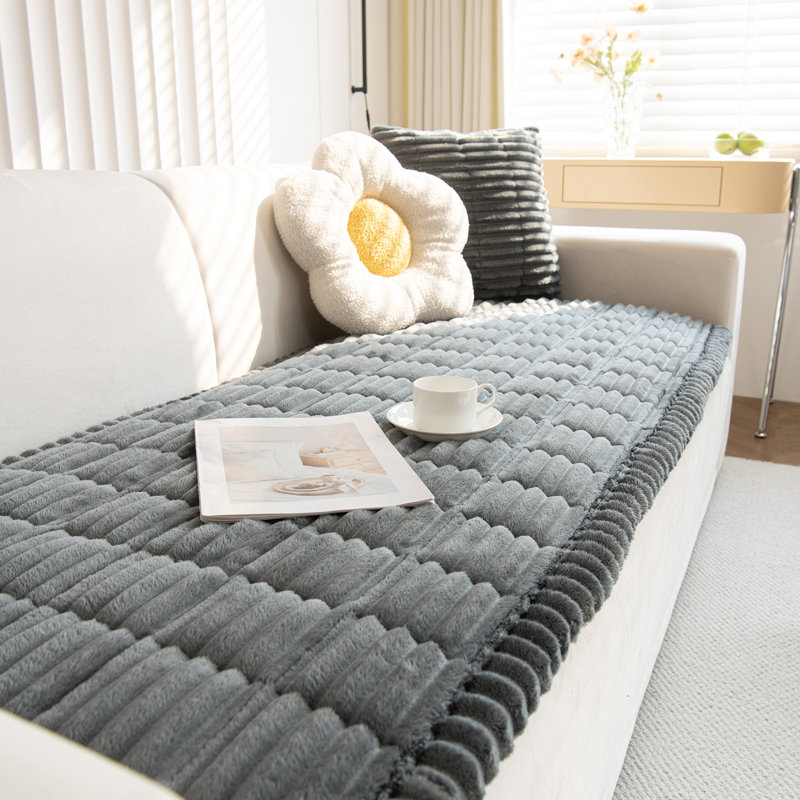 Housse pour canapé en velours côtelé doux, Velours côtelé gris foncé, 1.2"H x 59“W x 35.4"D
