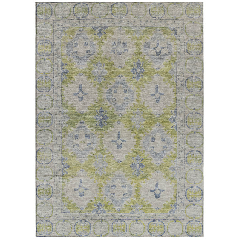 Machine Washable Indoor/Outdoor Xhevrie Aloe Rug, Rectangle 8' x 10'