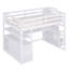 Full Size White Metal Loft Bed with Desk, Storage Staircase, Shelves and Drawers Space Saving Frame