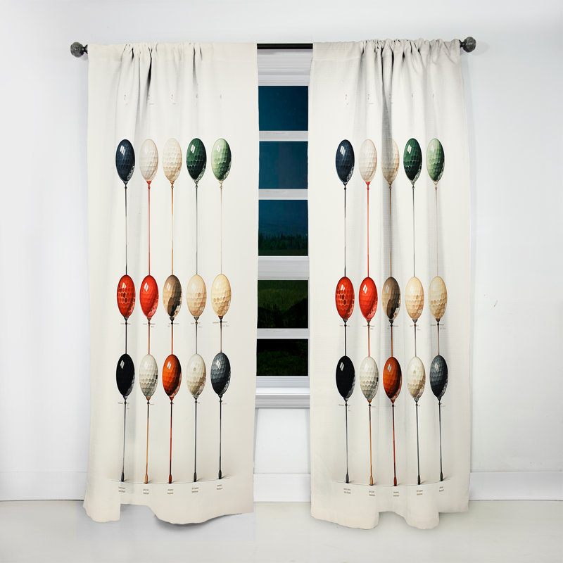 Rideau moderne en velours obscurcissant Kydd Minimalisme Golf Tees IV - 1 panneau, L 52 po x L 63 po