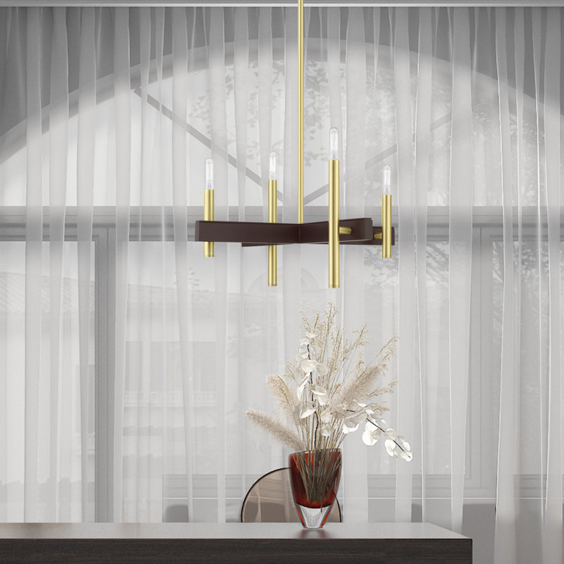 Azan 4 - Light Dimmable Modern Linear Chandelier, Satin Brass