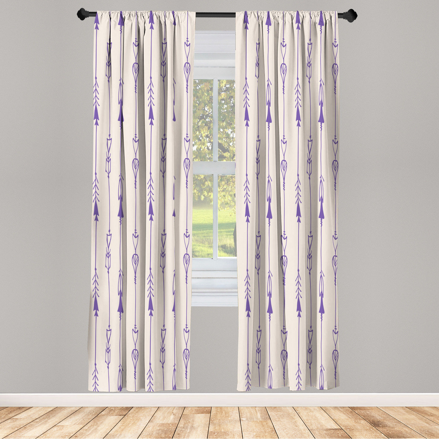 Ambesonne Arrow Curtains, Tribal Hand Drawn Boho Art, Pair of 28 inchx84 inch, Burnt Sienna, Size: Pair of - 28 x 84, Brown, image size:1500x1500