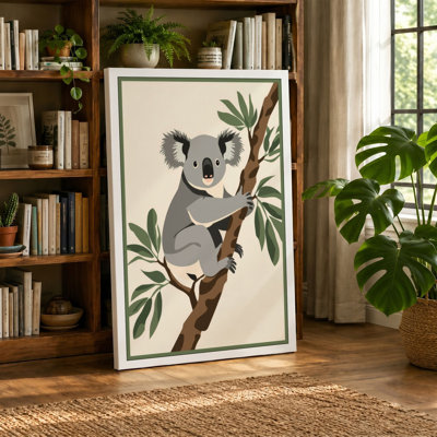 Koala in Eucalyptus Boho - Wrapped Canvas
