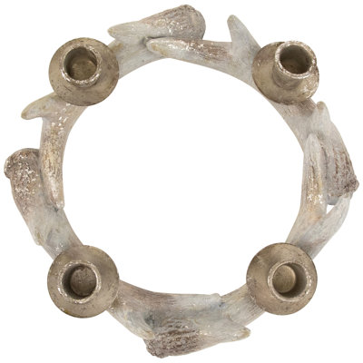 bougeoir couronne de bois d’argent à finition vieillie 10,25 "