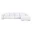 Canapé modulaire blanc en L en cuir véritable 4 pièces faisant face à droite avec 1 fauteuil inclinable électrique et appuis-tête réglables-130816658-130816660