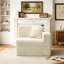 Fauteuil modulaire rembourré en fausse fourrure de lapin de couleur chameau clair avec compression-2131449214