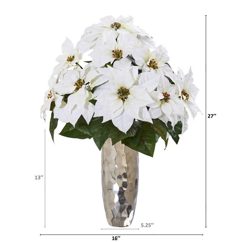 Arrangement floral artificiel poinsettia à vase