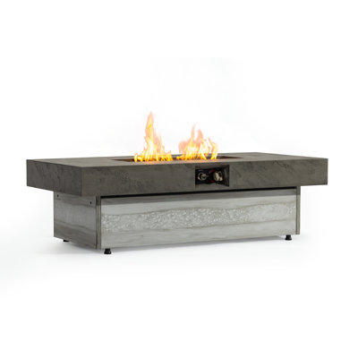 Outdoor Firepit Table, 48 x 24 Inch Rectangle Fire Pit Table, 50000 BTU Propane Fire Pits Table for Patio Set, two height options