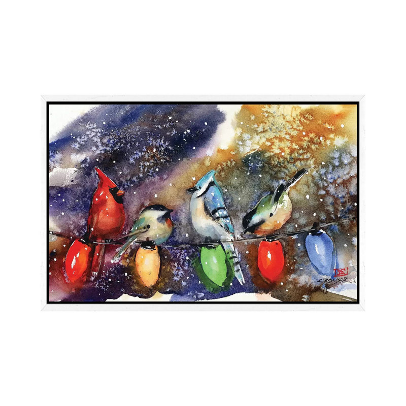 Holiday Chirpers by Dean Crouser - Print on Canvas, White Framed, 66.04 cm H x 45.72 cm W